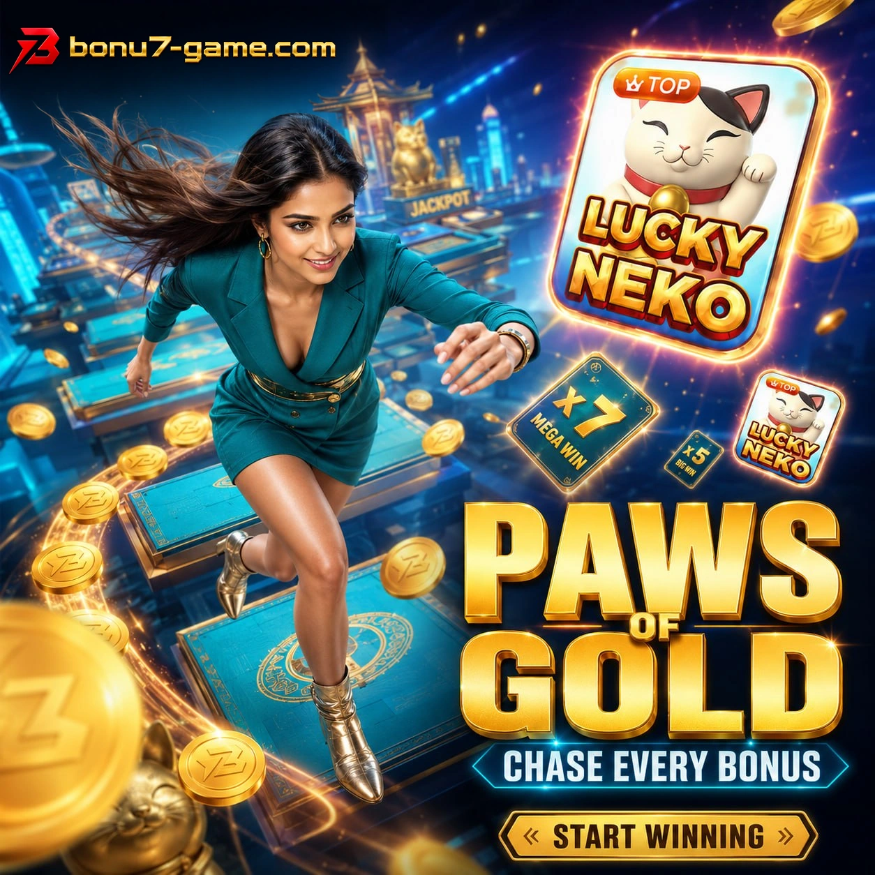 BONU7 official-channel promotional artwork labelled Lucky Neko