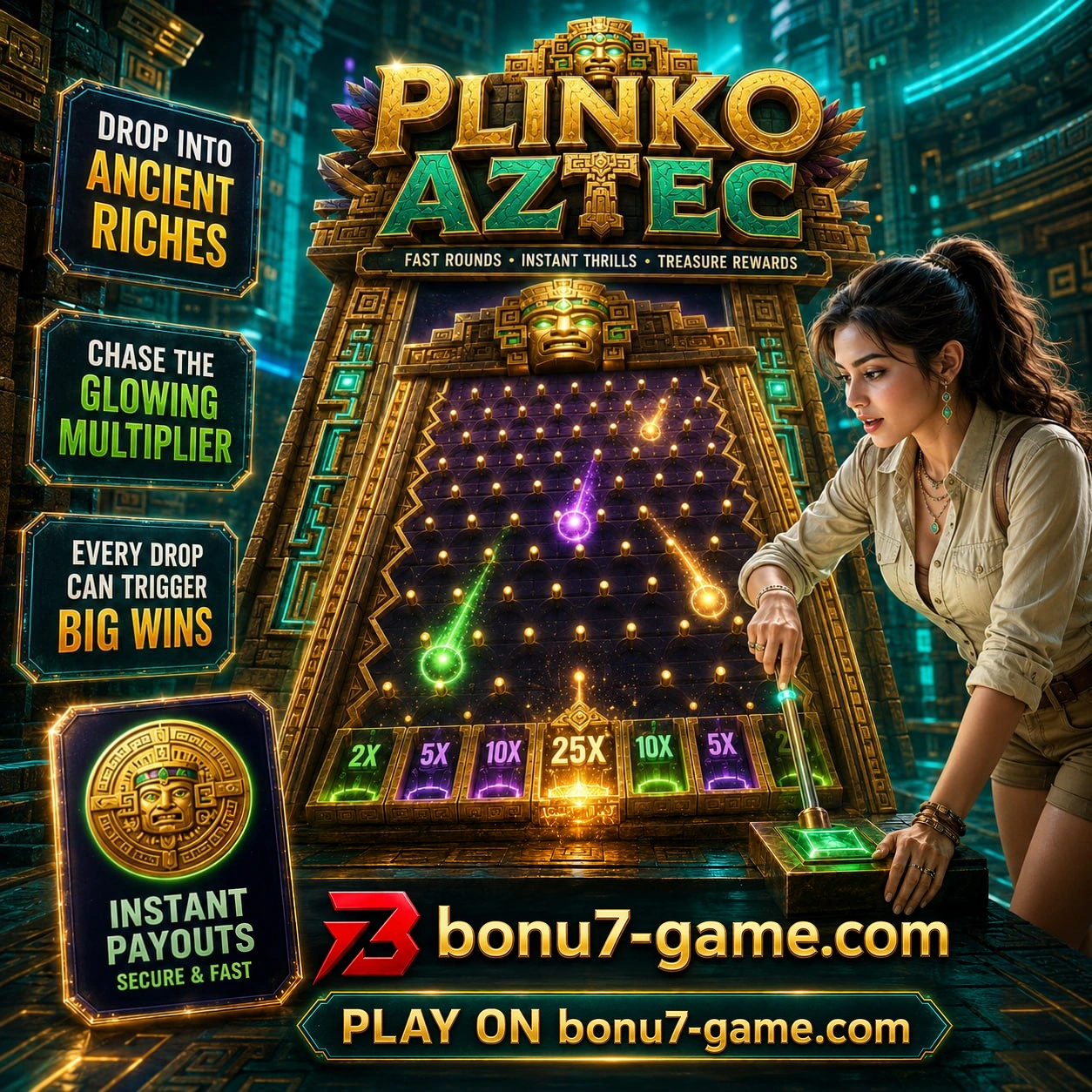 BONU7 supplied artwork for Plinko Aztec