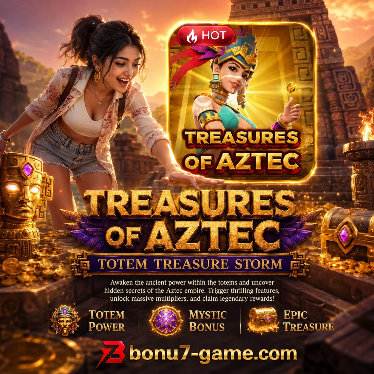 BONU7 official-channel artwork labelled Treasures of Aztec